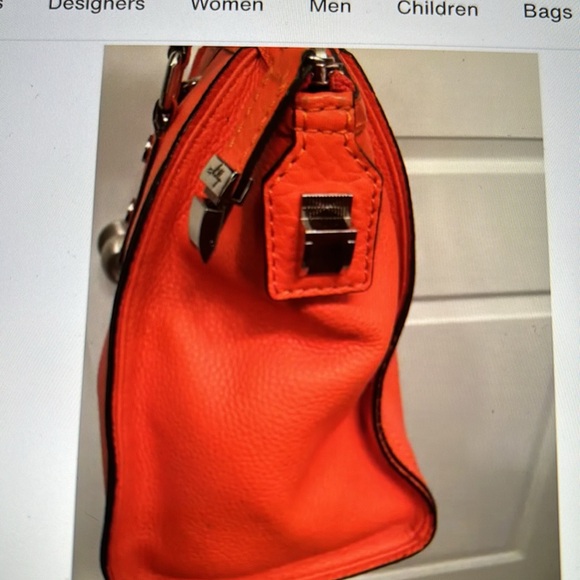 Milly Orange Leather Satchel with Detachable Khaki Shoulder Strap - Picture 4 of 8